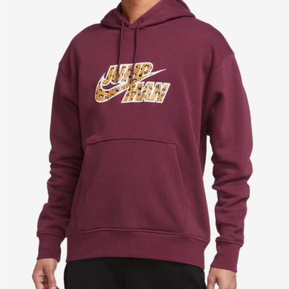 Nike Jordan Flight MVP Jumpman Fleece pullover burgundy hoodie size XL - Picture 1 of 9